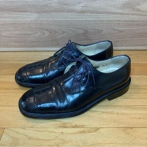 Belvedere Florence 10597 Ostrich Leather Black Oxford Dress Shoes - Size 8.5